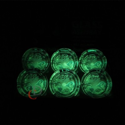 GLOW IN DARK GLASS ASHTRAY 6CT/ DISPLAY - RM